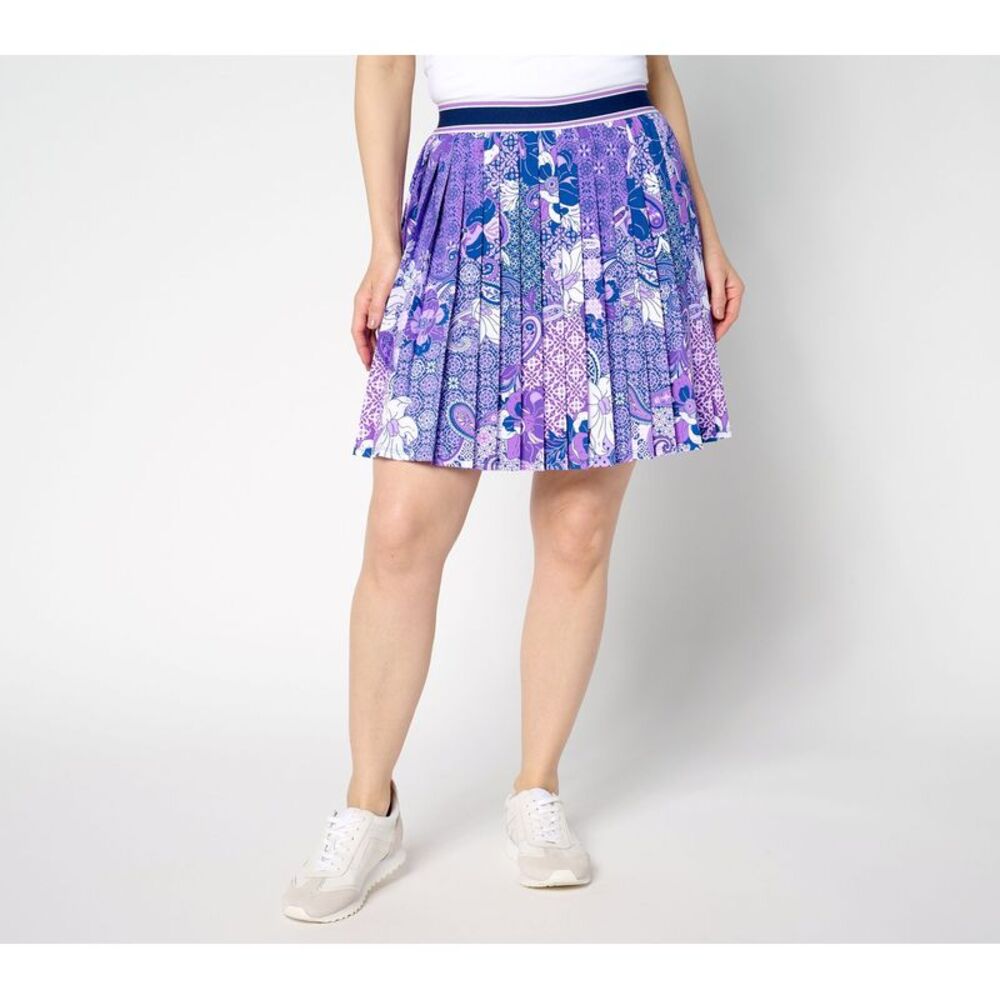 Susan Graver Women's Petite Skirt PM Courtside Social Multi-colored